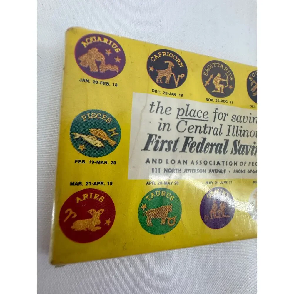 Vintage Zodiac Mirror First Federal Savings Peoria Illinois Pocket Mirror